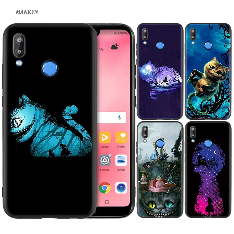 

Black Silicone Case Bag Cover for Huawei P30 P20 P10 P9 P8 Mate 10 20 Lite 2017 Mini Pro P Smart Plus 2019 Alice in Wonderland
