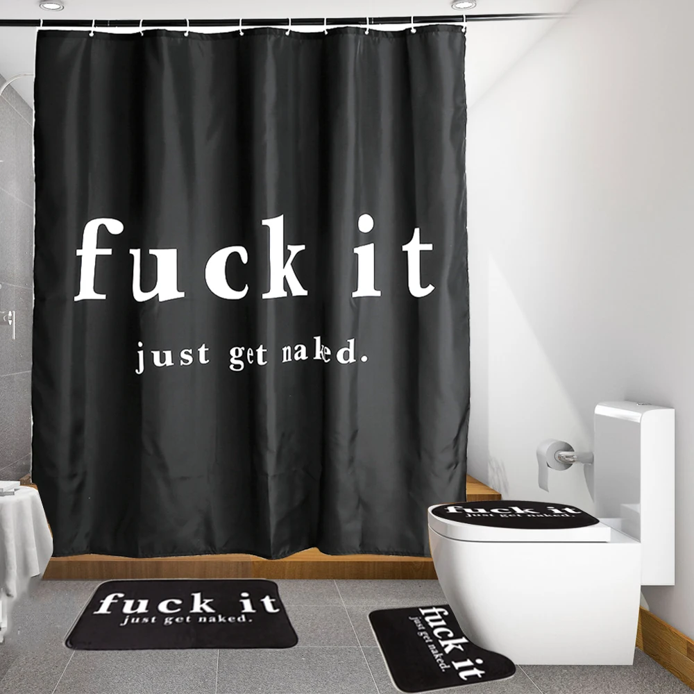 

Bath Curtain Mat Bathroom Set Waterproof Shower Curtain Non-Slip Mats Bath Carpets Toilet Seat Cover Floor Mat Bathroom Decor