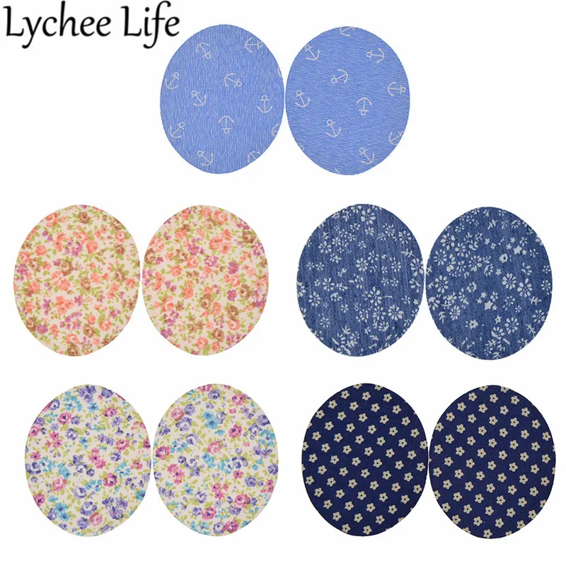 

Lychee 10pcs Mixed Elbow Stickers Patch Colorful Floral Printed Elbow Patches DIY Handmade Sewing Ironing On Cloth Supplies