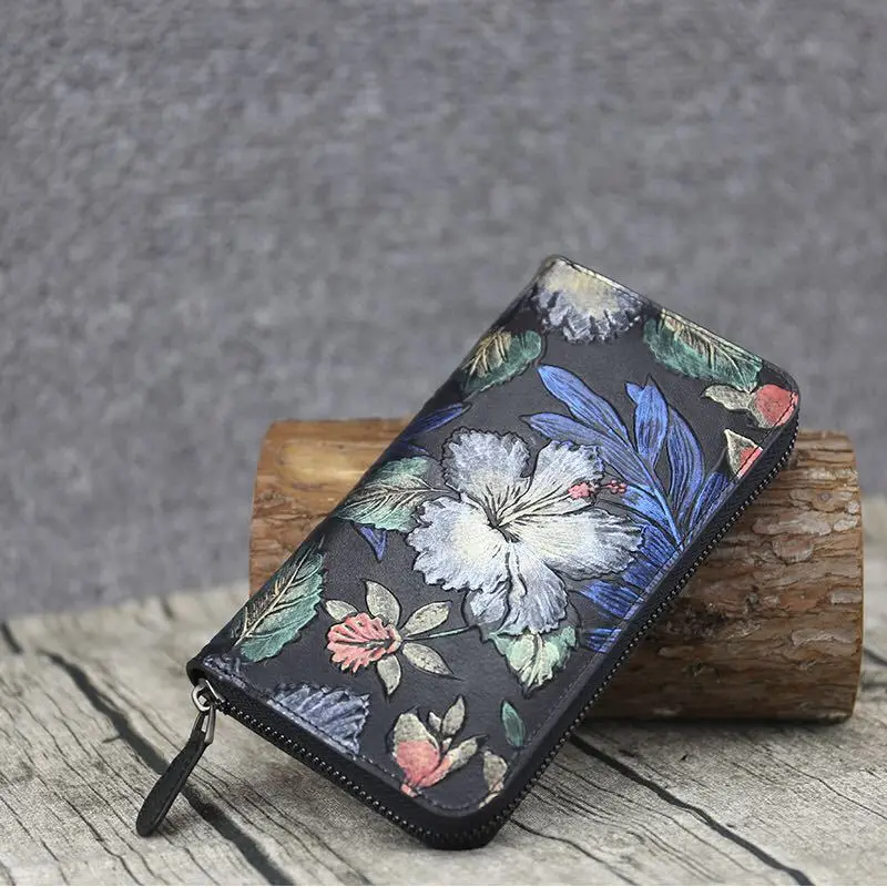 Fashion Travel 2018 new ladies wallet national style leather wallet fashion zipper long purse ...