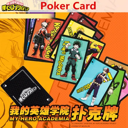 

My Hero Academia Cosplay Prop Boku no Hero Academia Poker Card 54Pcs/Set Paper Playing Card Party Board Game Collection Toy Gift