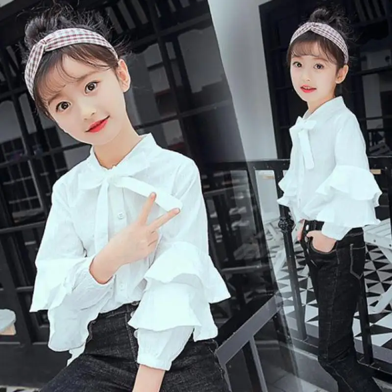 

2018 Teenage Girls Shirts Toddler Kids Spring Summer Shirts For Girls Long Sleeve Girls Blouses Tops Big Girls Clothes 12 13 14