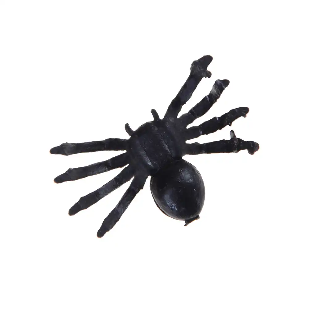 50pcs Black Plastic Fake Spider Toys Halloween Joke Prank Realistic Props RDFJ