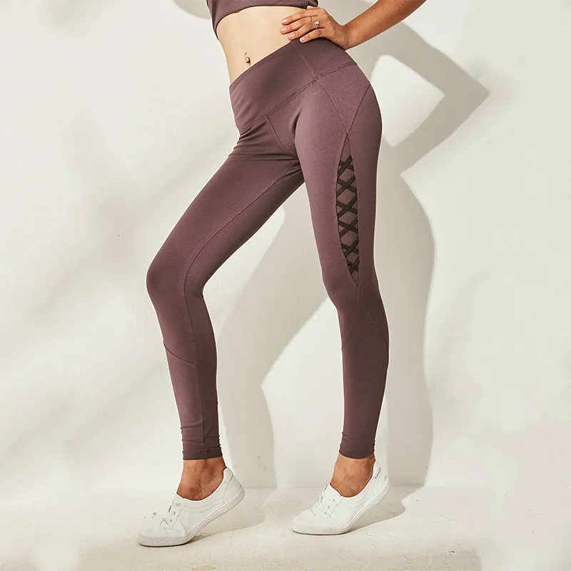 Colorvalue Side Patchwork Sport Gym Leggings Women Quick Dry Training Fitness Tights Running Yoga Pants with Triangle Crotch