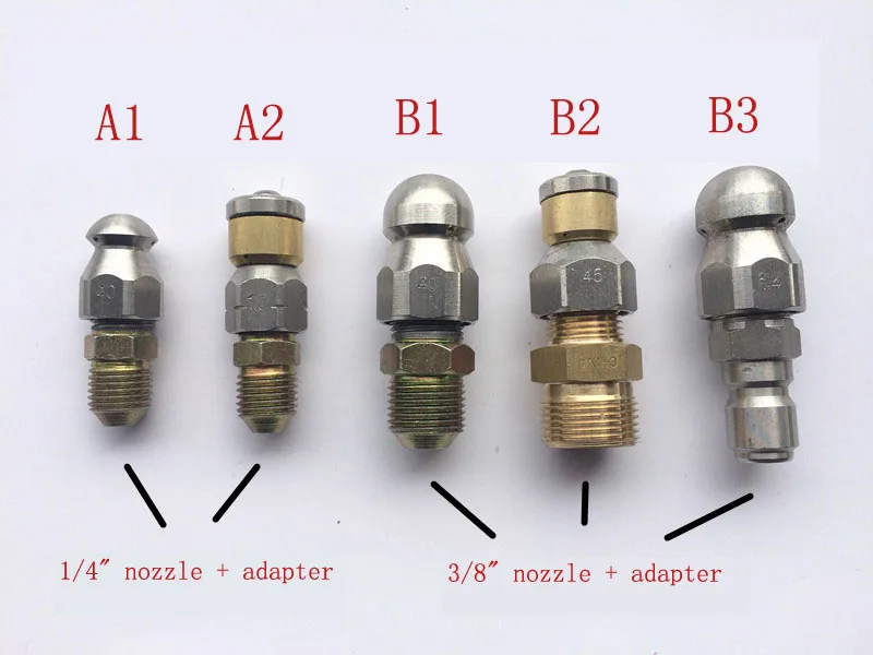 

1/4 inch 3/8 inch Sewer Cleaning Nozzle Rotary Cleaning Nozzle with Quick Release Connector Pressure Washer Adapter