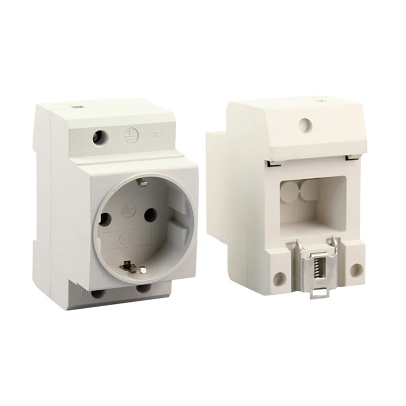 

250V 16A European Standard Type Din Rail Mount Outlet EU 16A 2P+E Modular Power Modular Socket AC Connector