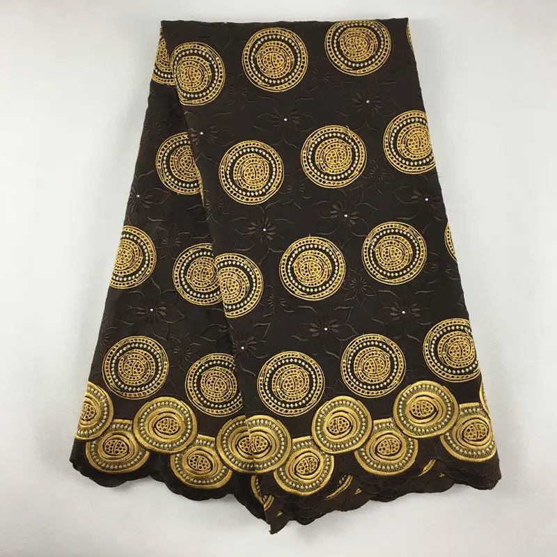 coffee with gold Нигерийские кружевные ткани африканская швейцарская вуаль кружева 867 высокое качество швейцарская вуаль кружева в швейцарском стиле для свадебного платья шитья - Цвет: coffee with gold