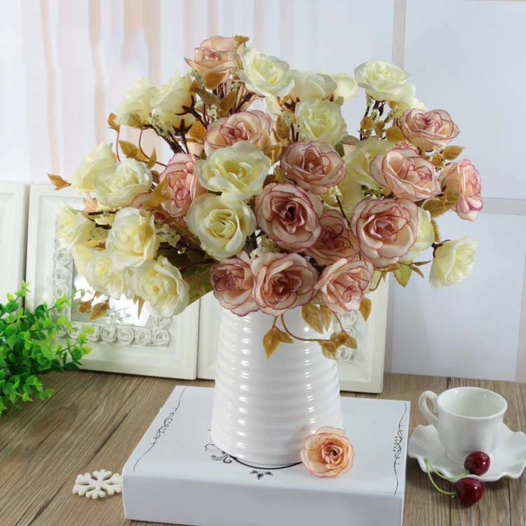 

14 Head Latex Rose Artificial Flowers Bouquet Festive Home Wedding Decoration Indoor Party Supplies Fake Plants Home Decor 2019