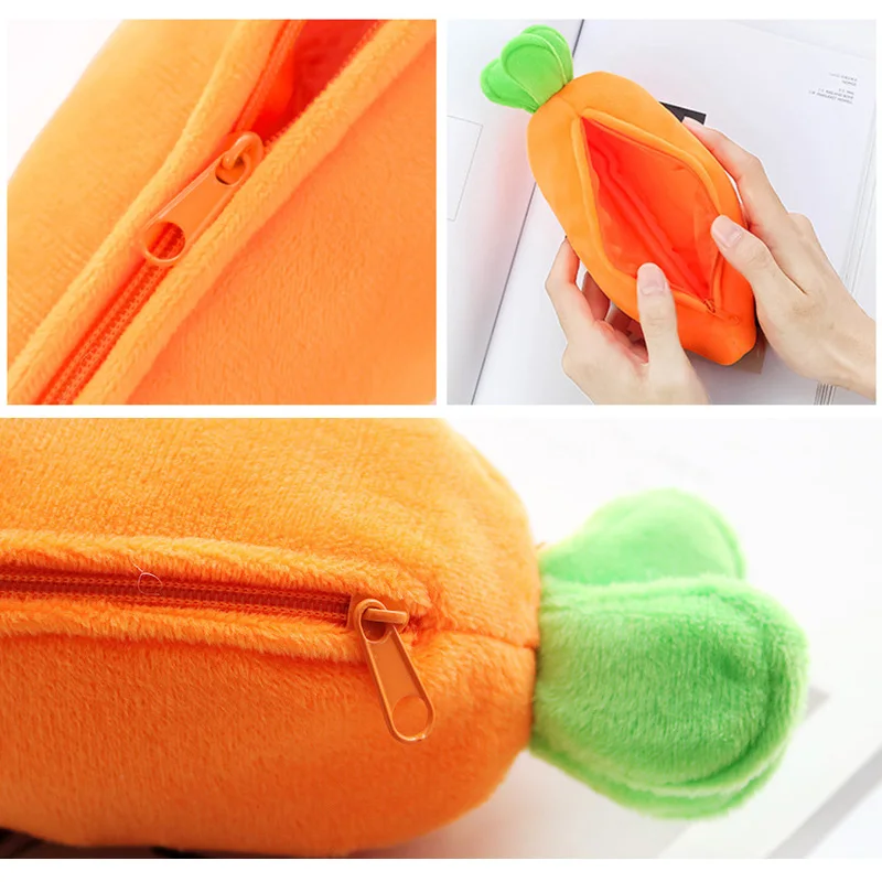 Креативные морковь Мягкие плюшевые пенал Kawaii мультфильм карандаш сумка Bts для детей подарок корейской Канцелярские студент пенал поставки