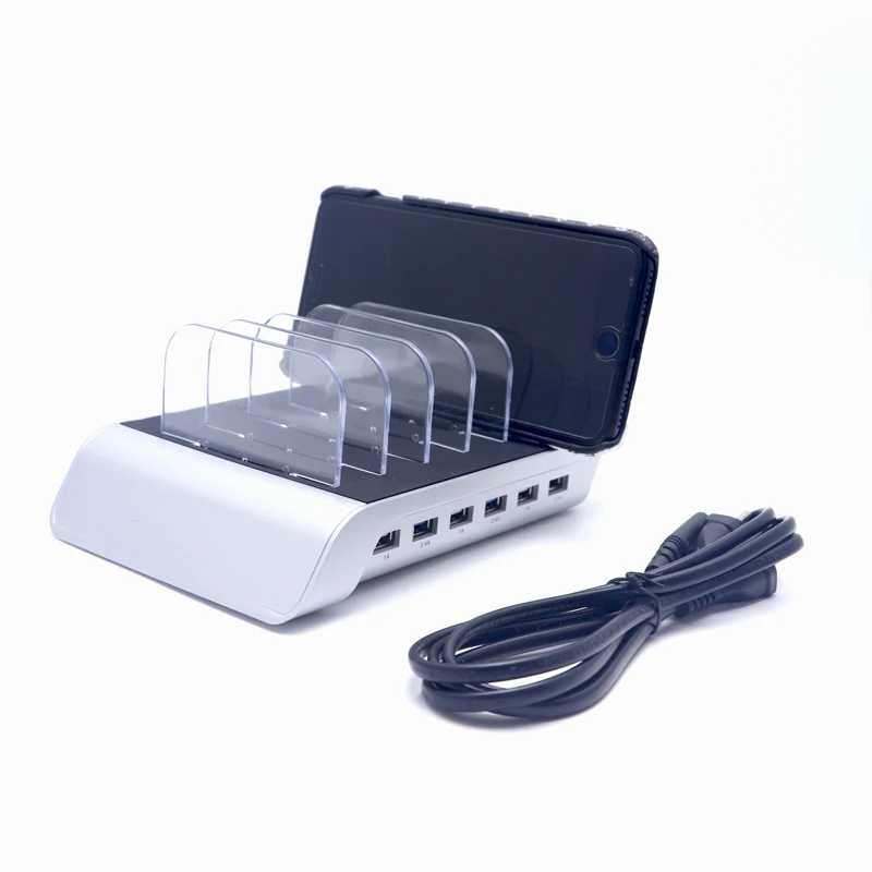 

USB Charging Station Dock With Stand Holder 6 Ports Multi Function USB Charger For Mobile Phone Tablet PC US UK EU Version