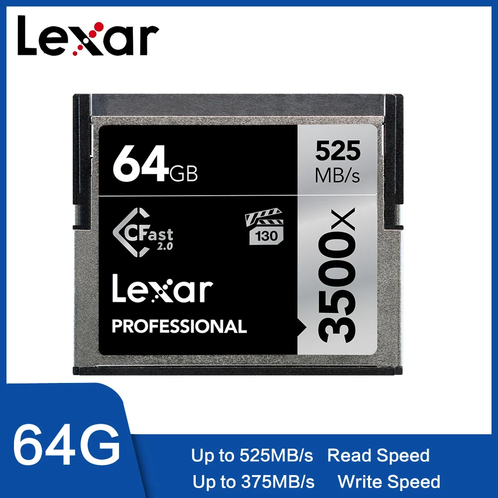 Lexar CF карта, карта памяти Micro SD 3500x64 Гб 128 ГБ 256 ГБ 512 ГБ 4K высокого Скорость 525 МБ/с. CFast 2,0 карты для профессиональный HD Камера