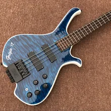 CUSTOM SHOP maple top BASS electric guitar personality bass guitar Factory direct sales,Shaped guitar,blue