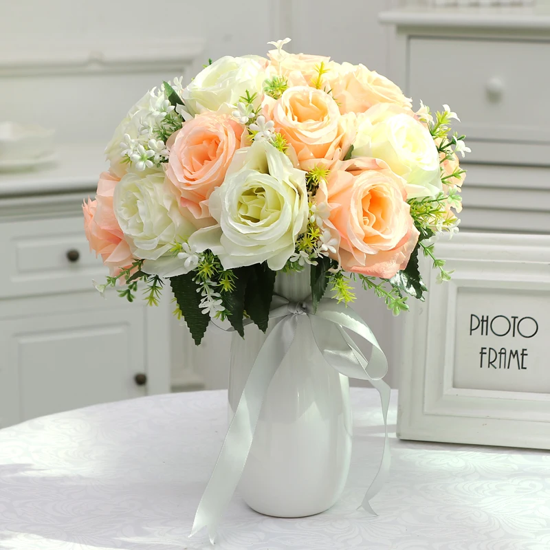 11pcs Artificial Flowers European Silk Flower Wedding Favors For Home Garden Wedding Party DIY