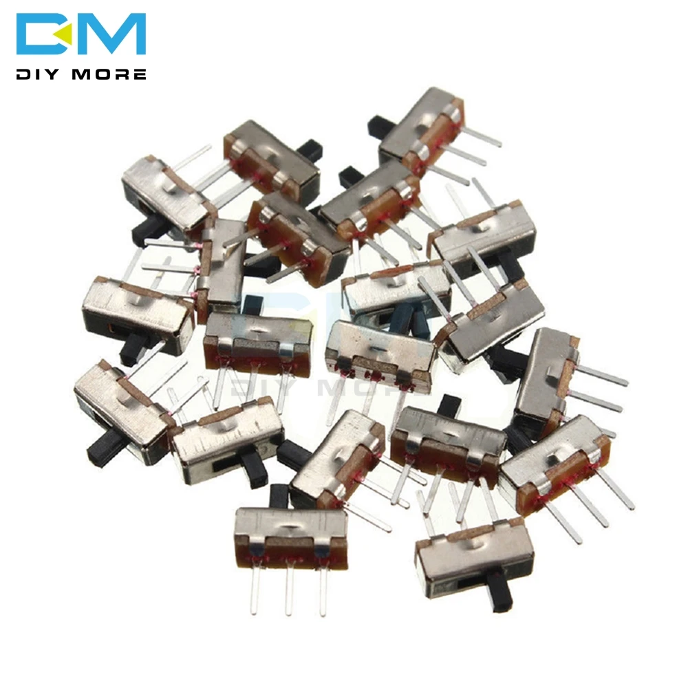 

100Pcs SS12D00G3 SS-12D00G3 Slide Switch 2 Position SPDT 1P2T 3Pin PCB Panel Mini Vertical Toggle Switch For DIY