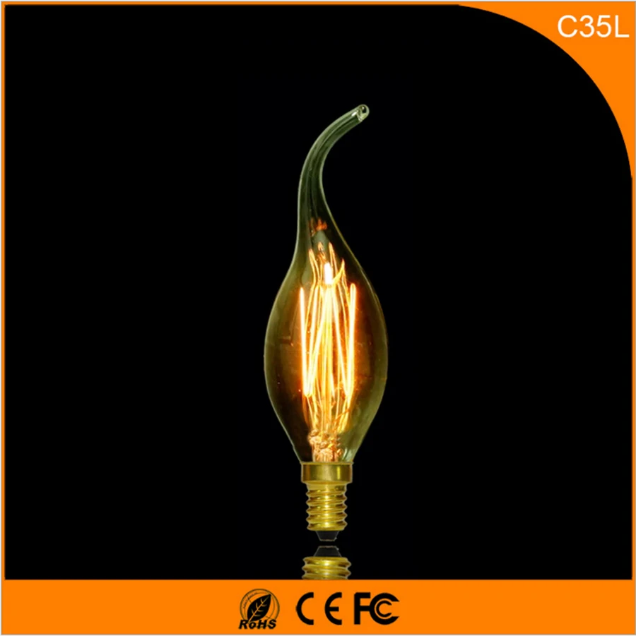 

50Pcs 25W Vintage Design Edison Filament E12 E14 LED Bulb,C35L Energy Saving Decoration Lamp Replace Incandescent Light AC220V