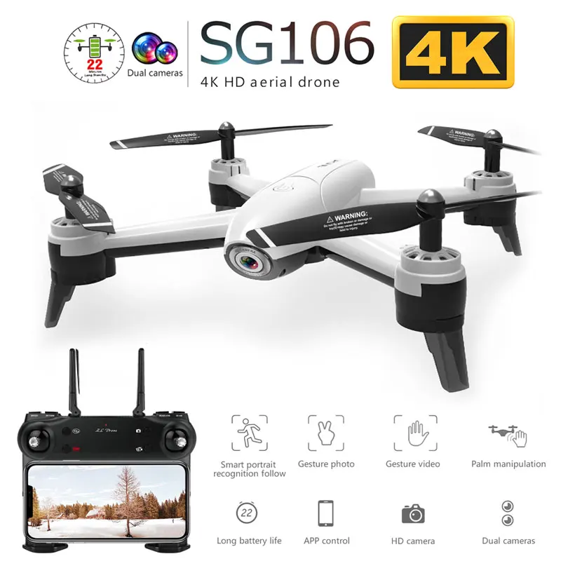 SG106 WiFi FPV RC Drone with 720P or 1080P or 4K HD Dual Camera Optical Flow Aerial Video RC Quadco