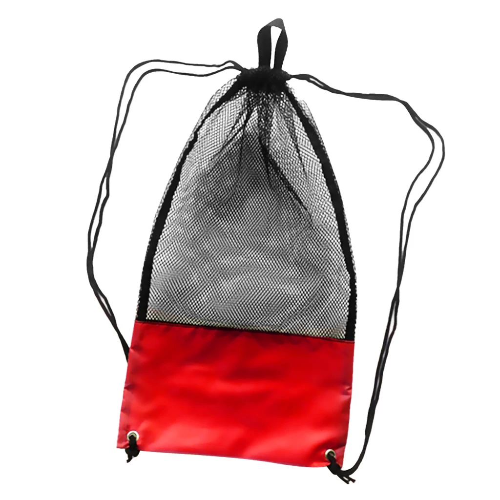 Scuba Diving Snorkeling Swimming Fins Mesh Gear Drawstring Bag with Shoulder Strap - Various Color Pool Swimming Accessories 