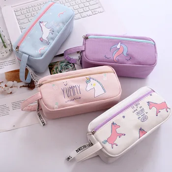 

1Pcs Kawaii Big Pencil Case Cute Unicorn Canvas Gift Estuches School Pencil Box Pencilcase Pencil Bag School Supplies Stationery