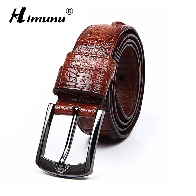 [HIMUNU] Newest Quality Alligator Grain Genuine leather Belt For men
