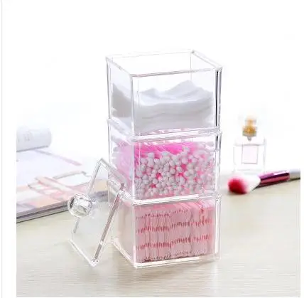

DIY Square Cube Home Storage Small Clear Transparent Display Organize Cosmetic Makeup Make Up Cotton Swab Acrylic Box