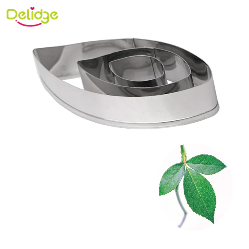 

Delidge 3pcs/set Leaf Stainless Steel Cookie Cutter Fondant Chocolate Sugercraft Decorating Tools 3D Baking Pastry Tools