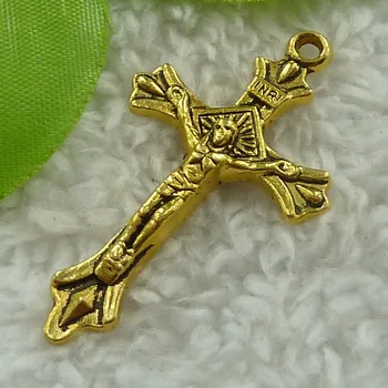 

100 pieces antique gold cross charms pendant 44x25mm #2458