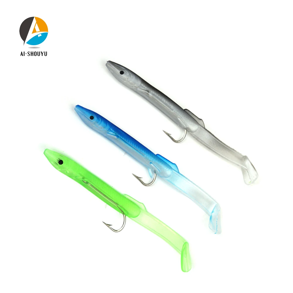 

AI-SHOUYU 3pcs Soft Fishing Lure 120mm 4.8g wobblers with Single Hook Vivid Fish Head Lure Artificial Silicone Bait Swimbait