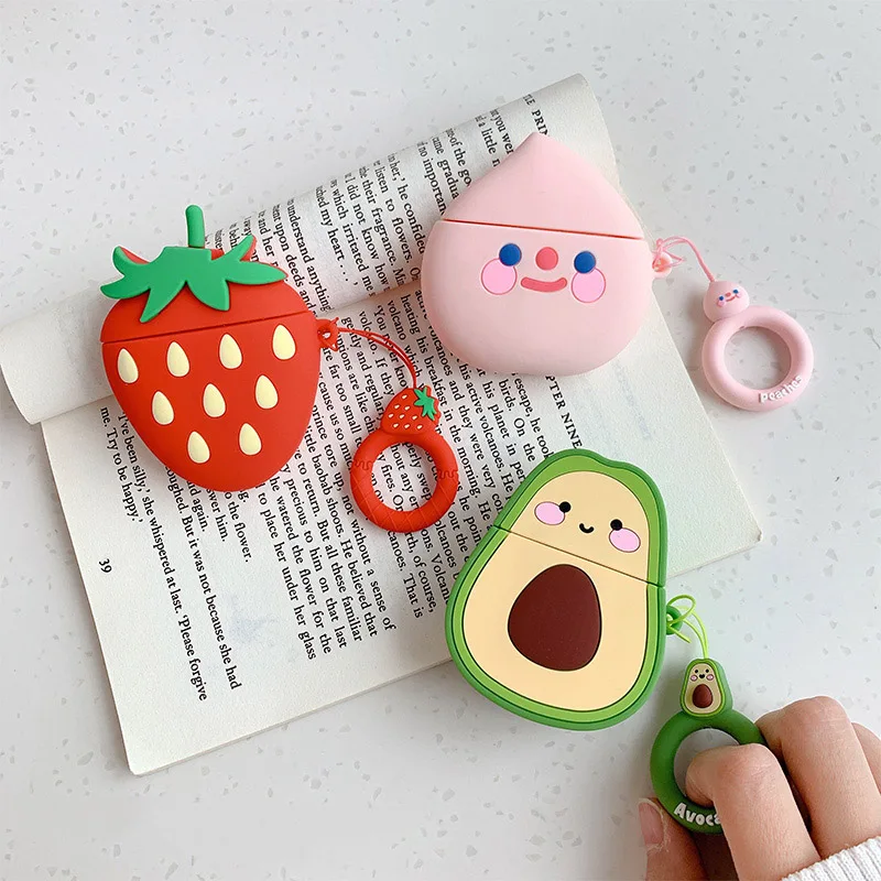 

Cute Cartoon For Apple Airpods Case Funny Avocado Protective Cover Bluetooth Earphone Case Fashion Silicone Cases Headset Bags