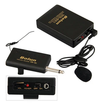 

1 SET Wireless Microphone Headset Stage Mic System Receiver Lavalier Clip Transmitter+Receiver+ Remote Clip-on Microphone
