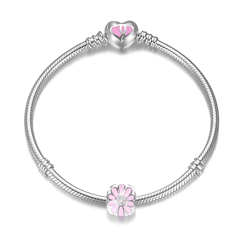 Europe Style Original New Design 925 Sterling Silver Snake Bracelet With Enamel Ball Charm With Flower Pattern Fashion Jewelry Europe Style Original New Design 925 Sterling Silver Snake Bracelet With Enamel Ball Charm With Flower Pattern Fashion Jewelry