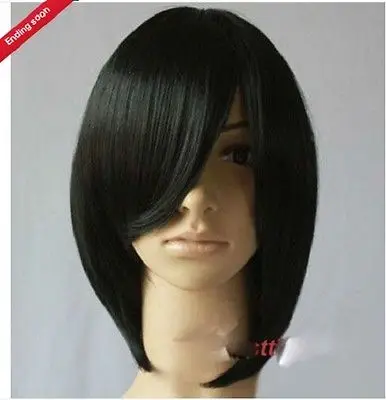 New Women's Fashion Short Black Straight hair Party Cosplay Hair Healthy Wigs Ladies Heat Resistant Synthetic |
