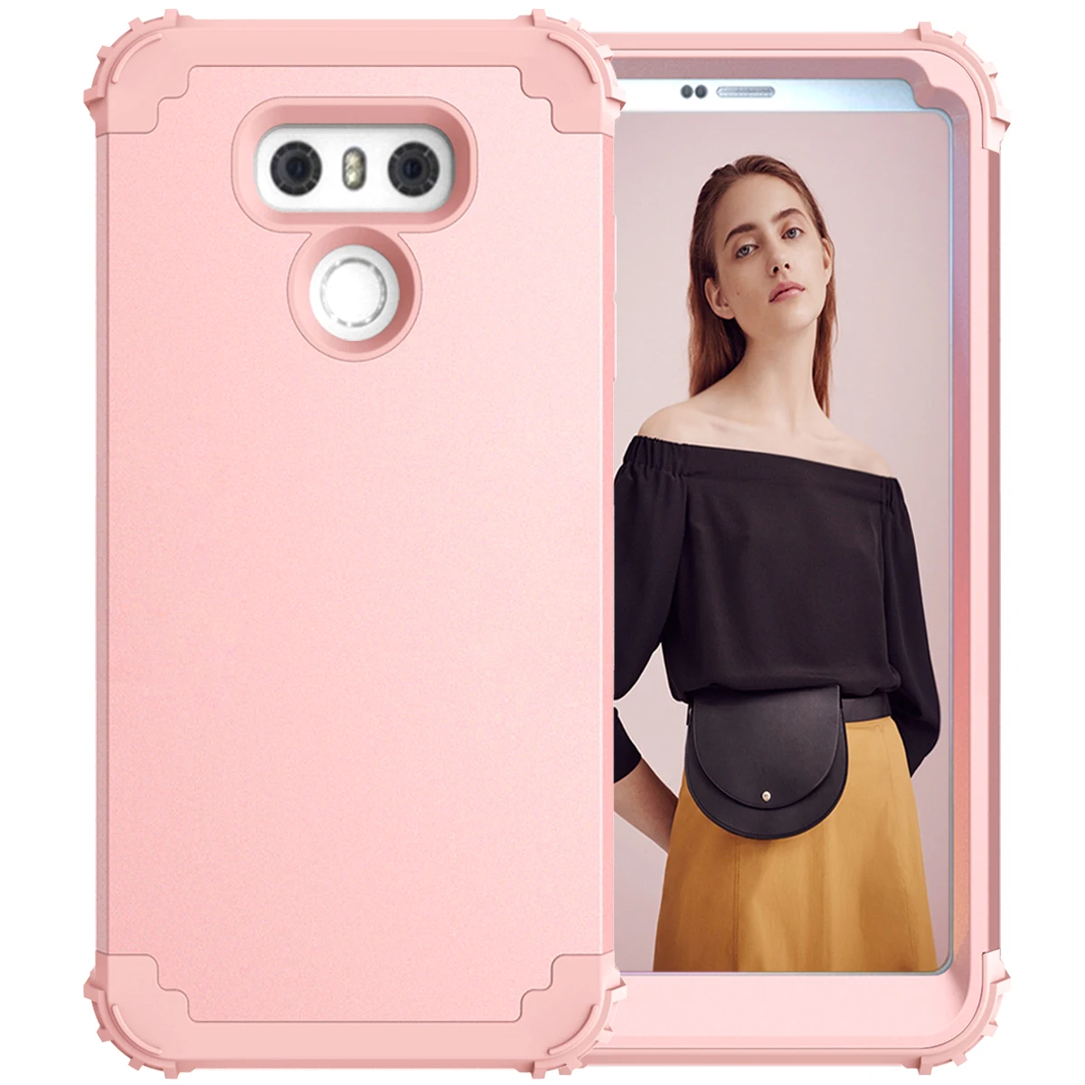 Shockproof Phone Cases for LG G6 Hard PC+Soft TPU 3-Layers Hybrid Full-Body Protect Cover G6(2017) Anti-Knock Shell |