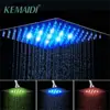 KEMAIDI Bathroom shower head Chrome Brass LED Square Rain Shower Head Top Over Shower Sprayer For 8