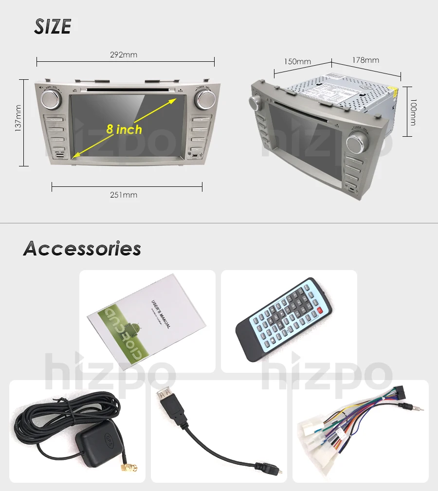 Best Android8.0/8Core 4Core/Android7.1/8.1 Car DVD Player For Toyota Camry 2008-2011 GPS Navi SD/USB Touch Screen Radio mp3 Bluetooth 111