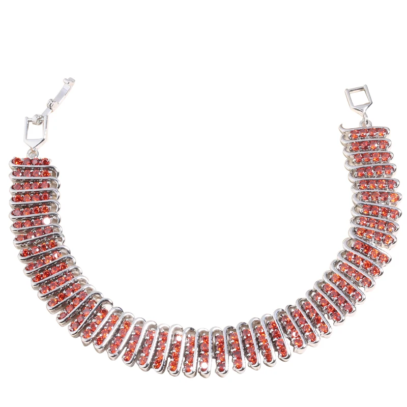 

Multi-gems Round Gems Red Garnet 925 Sterling Silver For Women Link Chain Bracelet 6.5 - 7.5 inch L20016