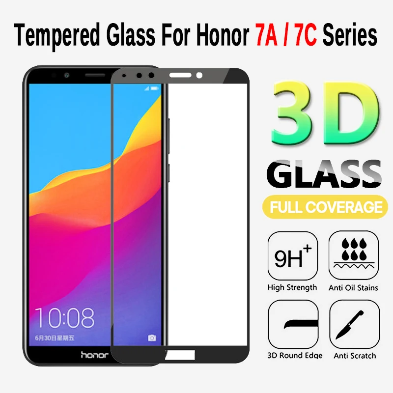 Защитное 3D стекло для Honor 7A 7C Pro защитная закаленная пленка Huawei On защита экрана