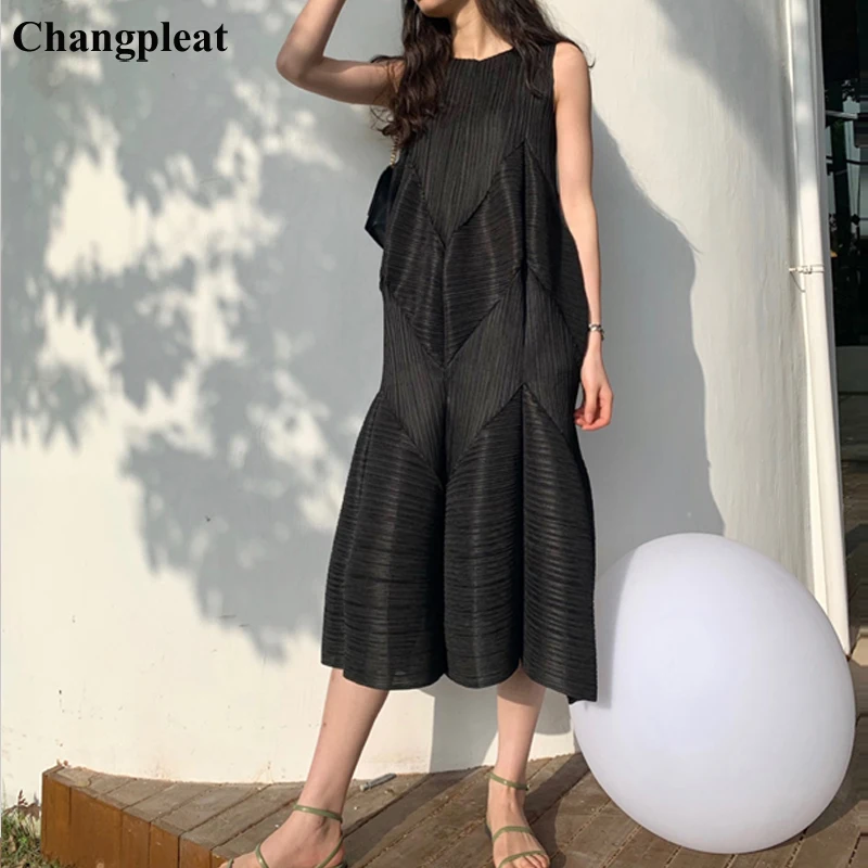 Changpleat летняя коллекция 2019 новые женские платья без рукавов Miyak плиссированные