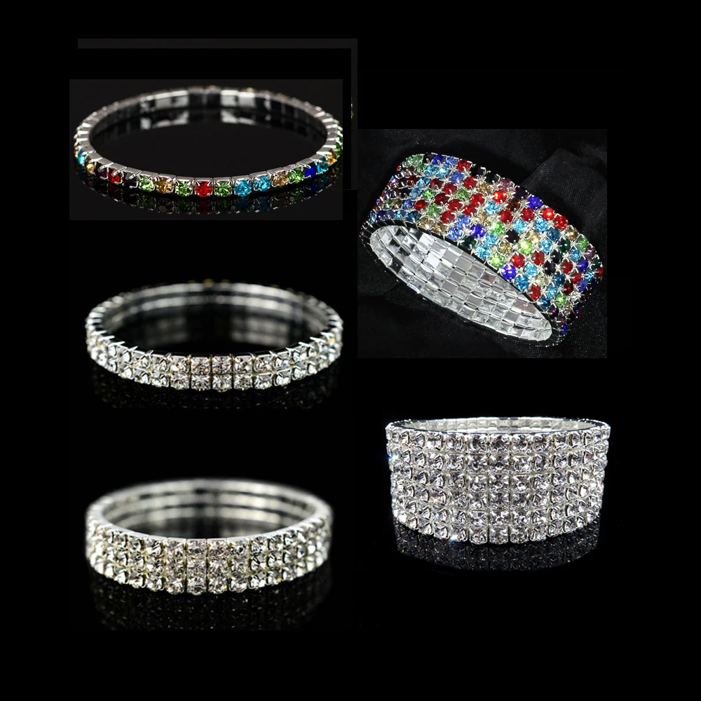 

12 Style Colorful Crystal Stretch Shine Bracelets For Women Lover Girls Friend Bangles Wedding Bridal Best Gifts Fashion Jewelry