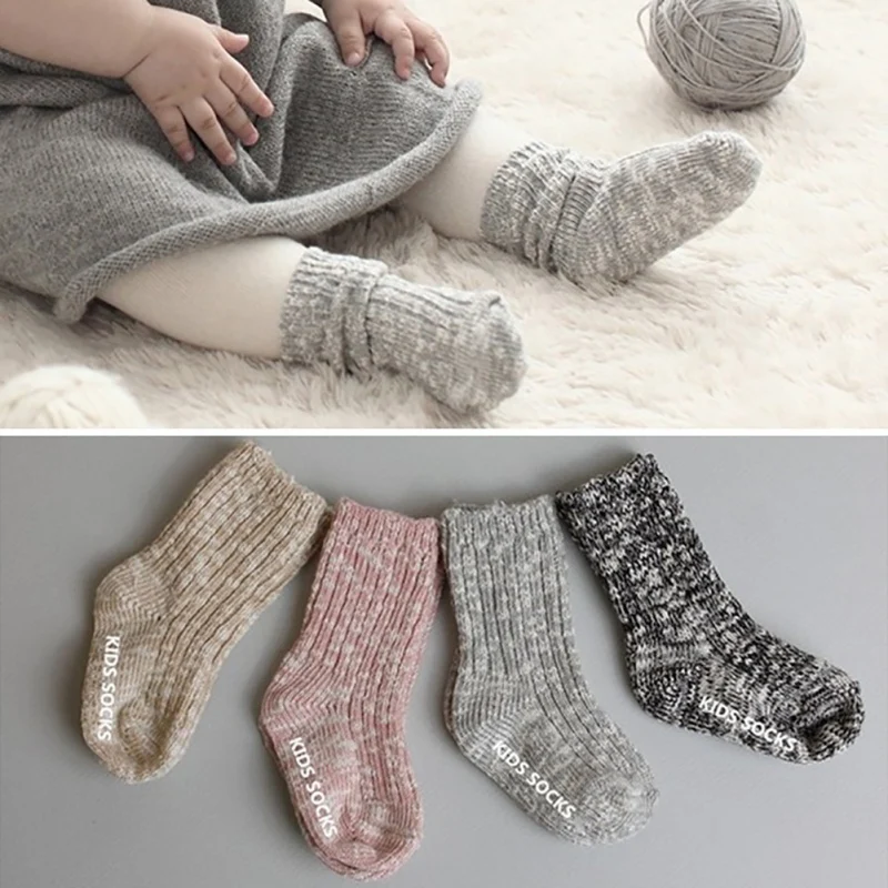 

Mix Color Cotton Children Socks Girls Boys Baby Socks Ankle Length Thick Winter Casual Sock1 Pair For 0-4 Years