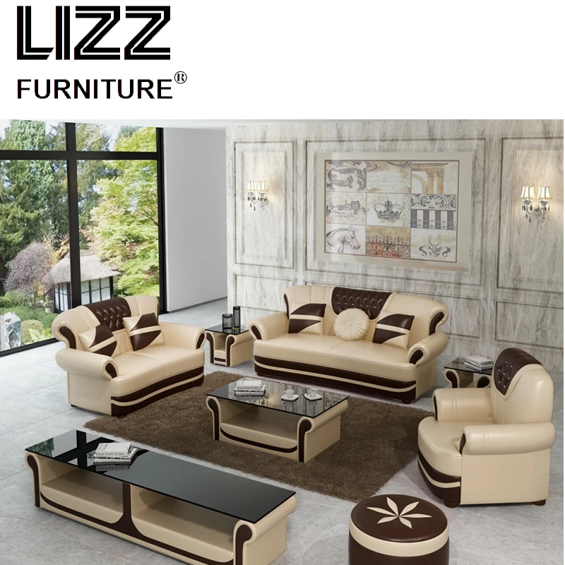 Divani Modern leisure home Genuine leather sofa furniture home sofa chaise couch chair sofa set living room furniture with table