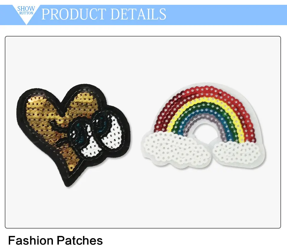 Sequin Patches Iron On Girl Embroidered Crown Rainbow BirdHeart LoveStarSexy Lip Patches For Clothing DIY Letters T-shirt (3)