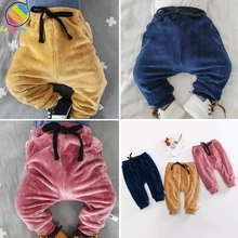 Lemonmiyu/Детские теплые брюки; сезон осень-зима; кашемировые утепленные брюки для новорожденных; мягкие брюки; бархатные плотные теплые штаны-шаровары для малышей