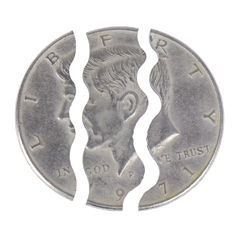 

Street Magic Tricks Prop Bite Coin And Bite Currency Restore Half Illusion Three Fold Bite Coin Dollars Magic Close-Up