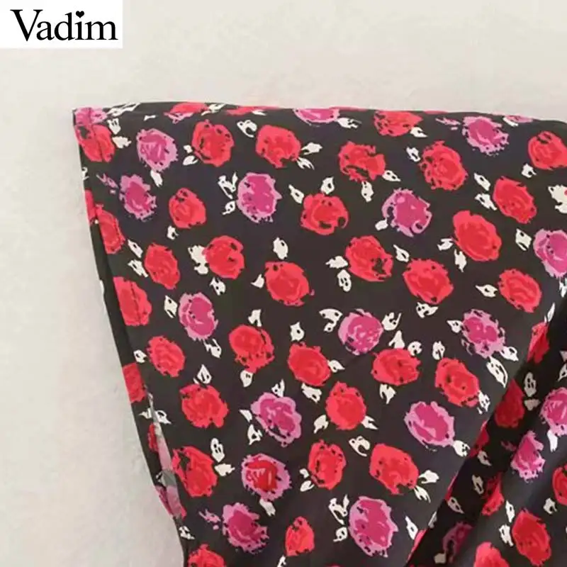 Женское элегантное платье vadim с цветочным принтом миди v образным вырезом сбоку