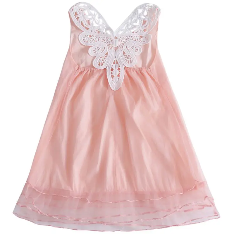 

Abckids Baby Girls Dresses Summer Clothes Cute Bohemian Backless Mesh Korean Princess Dress for 1-6 Years Children Girls Dress