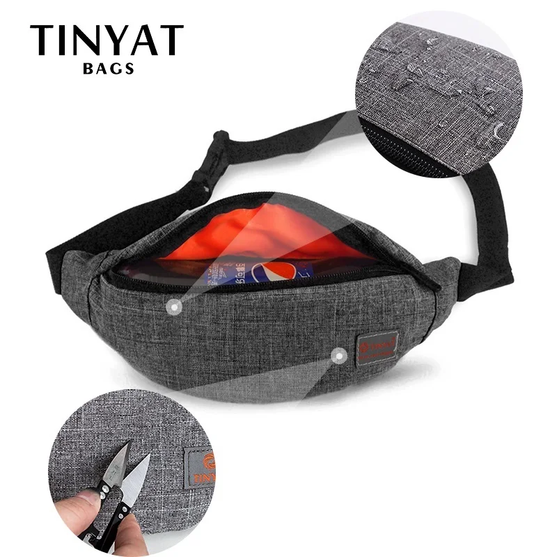 Сумка поясная Поясная повседневная сумка-унисекс TINYAT, холщовая сумка на пояс для хранения денег и телефона, функциональная набедренная сумка-бананка