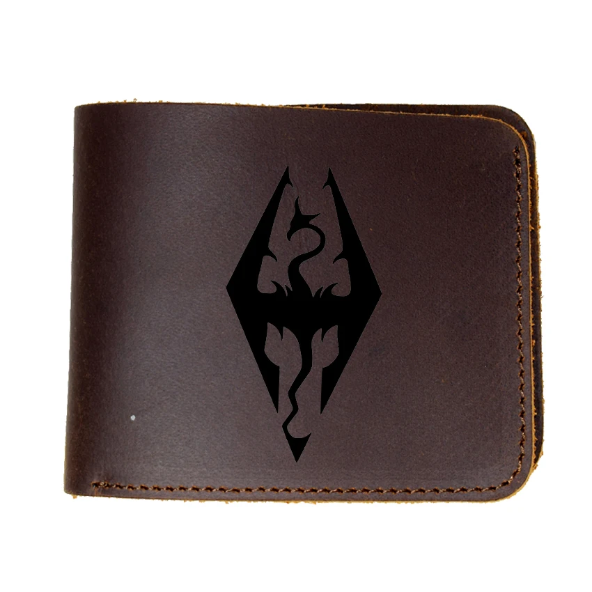 

Skyrim Man Wallet Genuine Leather Credit Card Holders Small Coin Purse Custom Engraved Name Or Logo Cowhide Wallet Male