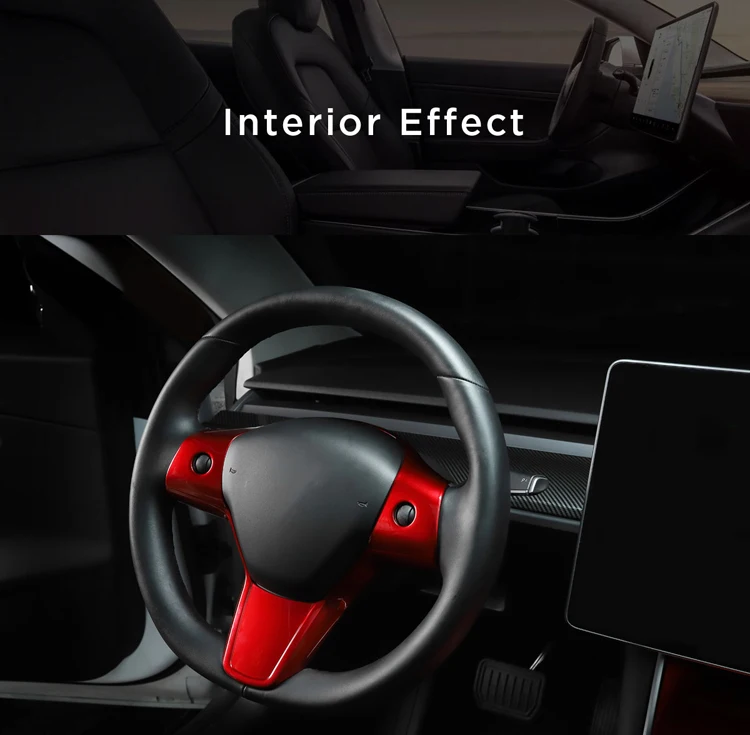 Decorativo do Volante do Carro para Tesla Luckeasy Remendo Modelo Volante Acessórios Quadro Decorativo Vermelho - Branco 3 Abs 10 para tesla modelo 3 abs volante acessórios
