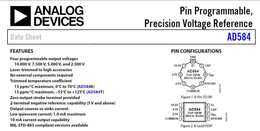 AD584 Напряжение Reference 2,5 В/5 В/7,5 В/10 В Высокая точность справки вольтметр коррекции
