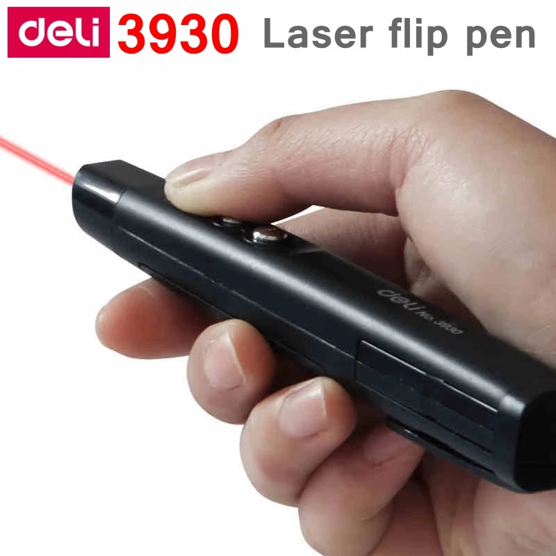 Deli 3930 Red PPT laser pointer Powerpoint laser Flip pen 20 meter